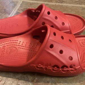 Red Crocs slides 10 Womens